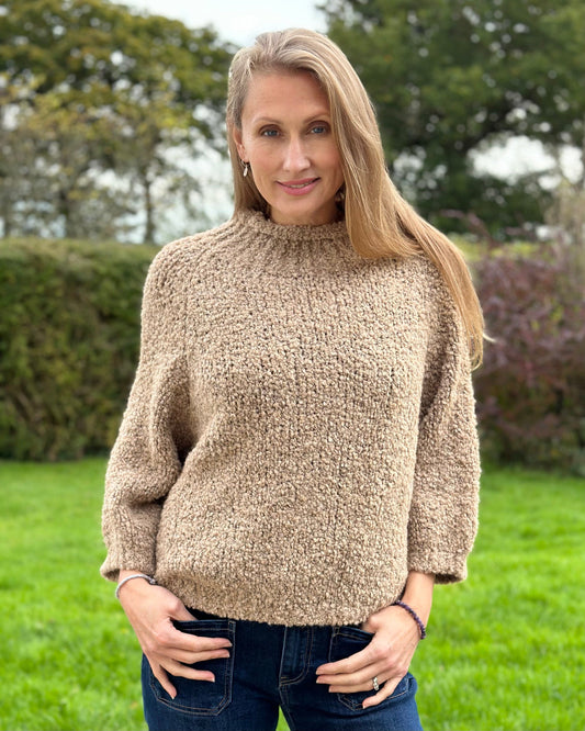 Clothing Alpaca Mix Boucle Turtle Neck Jumper - Camel