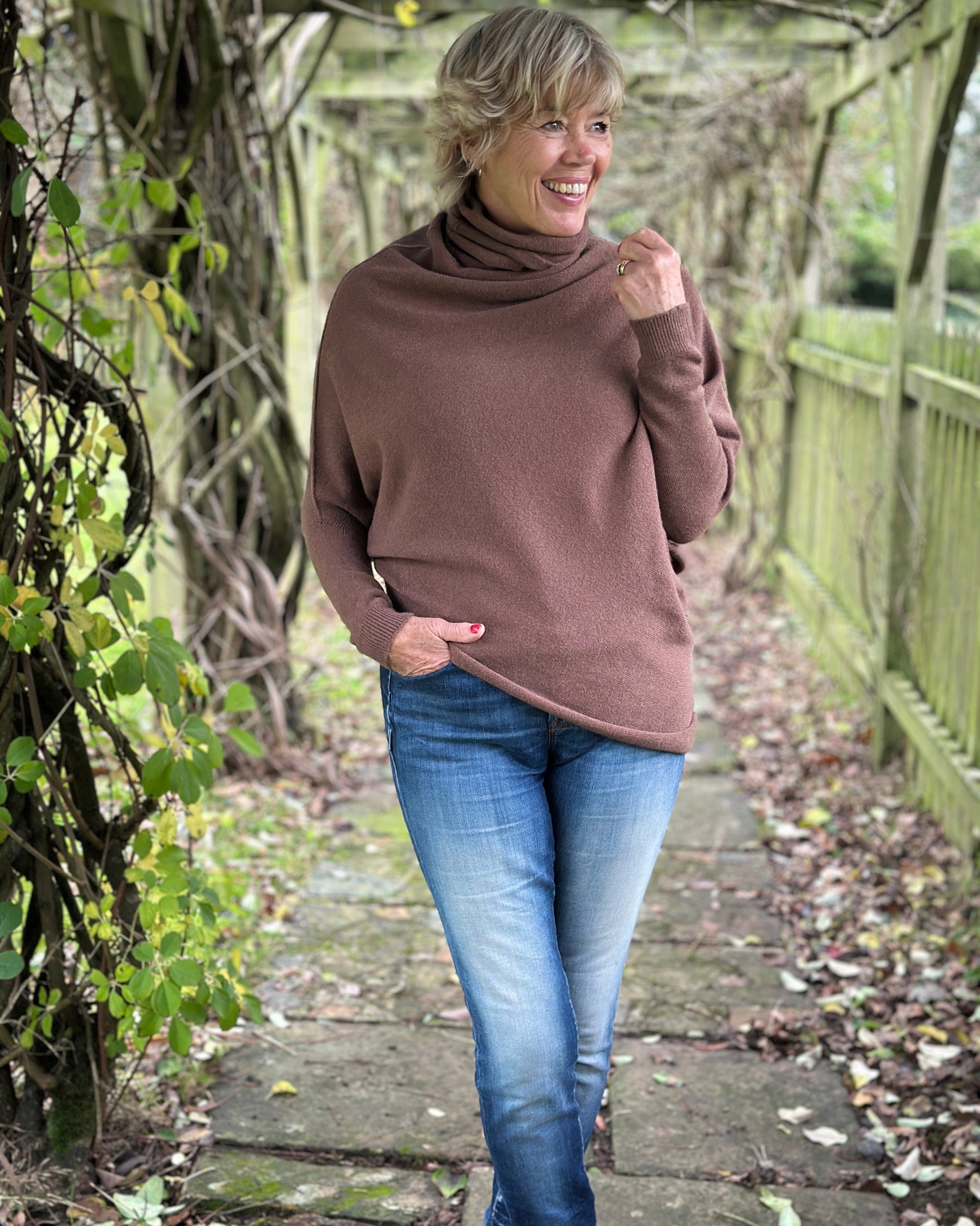 clothing Asymmetric Draped Roll Neck Jumper - Coco