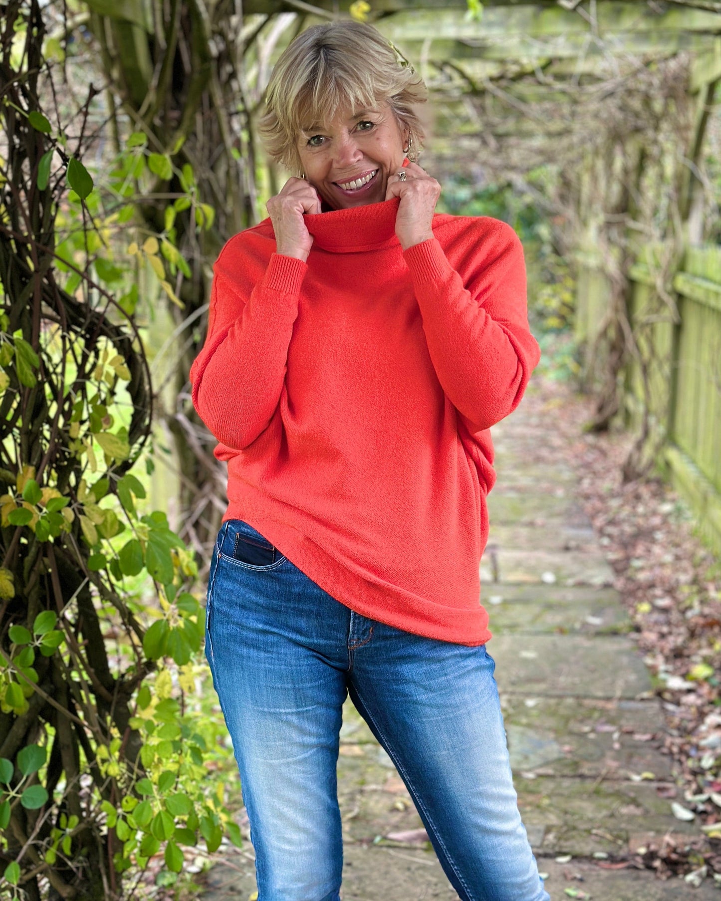 clothing Asymmetric Draped Roll Neck Jumper - Dark Orange