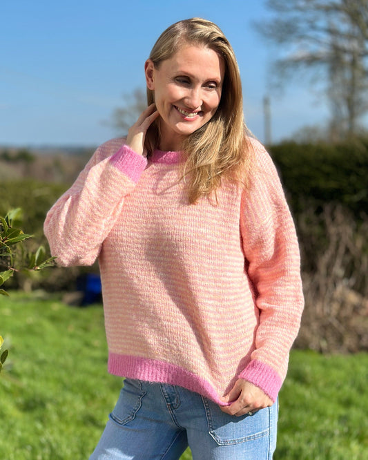 Clothing Audrey Striped Long Sleeve Jumper - Pink/Peach