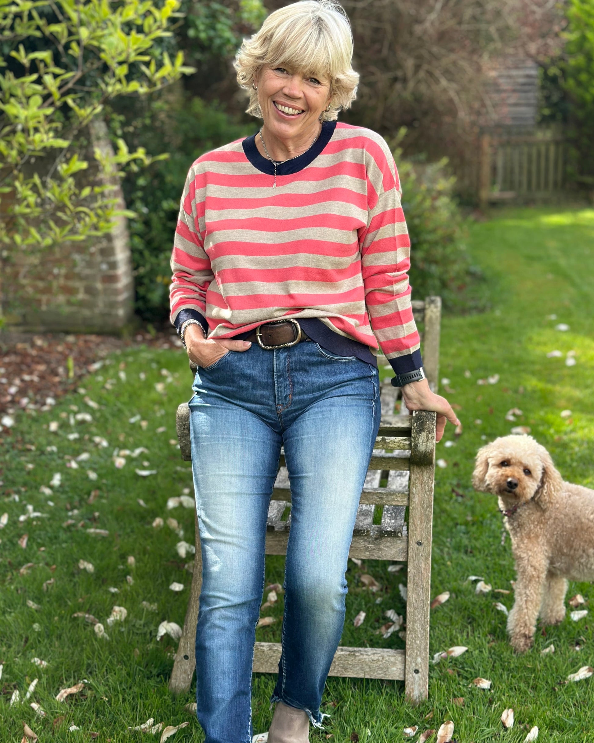 Clothing Block Striped Soft Knit Jumper - Coral