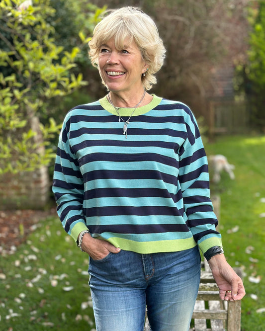 Clothing Block Striped Soft Knit Jumper - Sea Foam