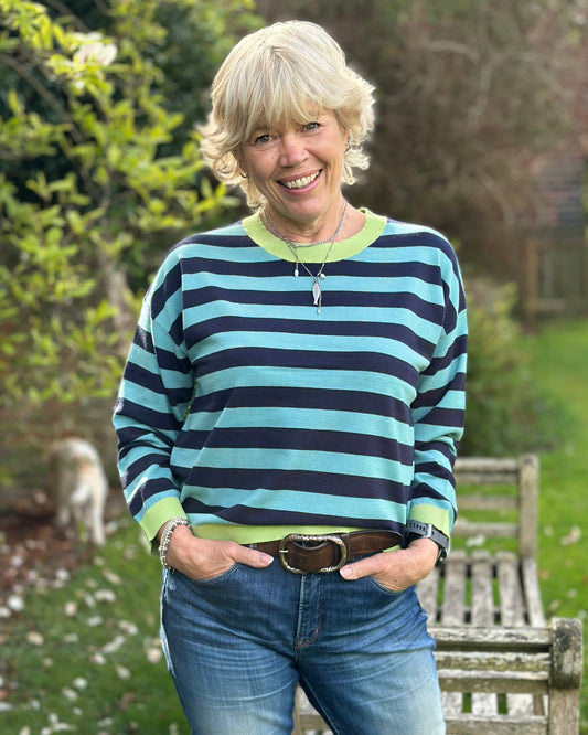 Clothing Block Striped Soft Knit Jumper - Sea Foam