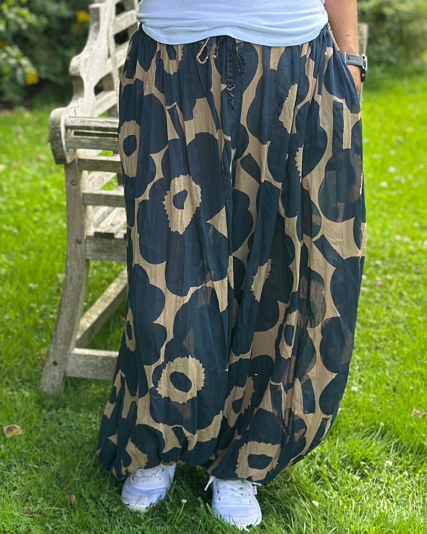 Clothing Bold Floral Cotton Harem trousers - Navy/Caramel
