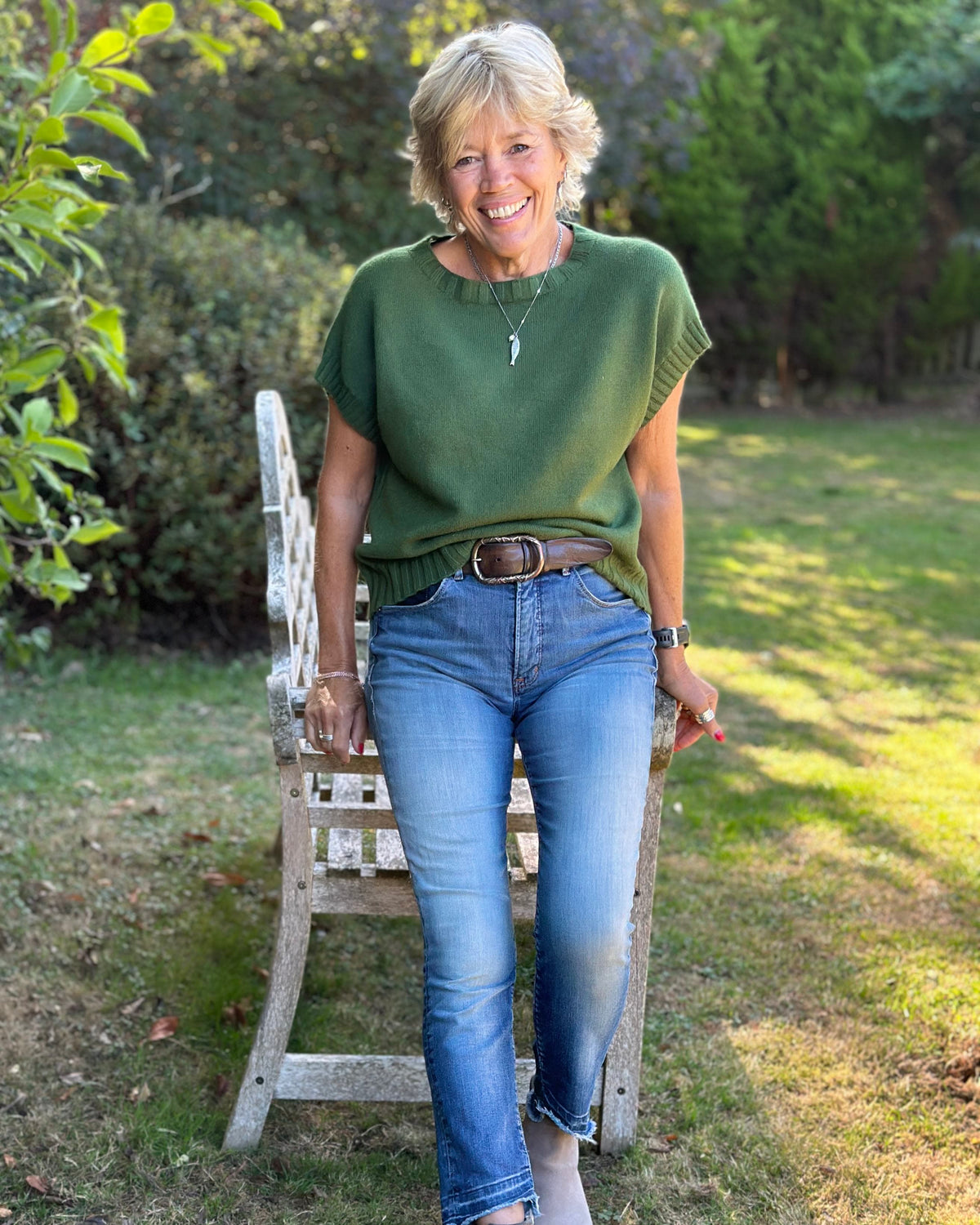 Clothing Boxy Ribbed Short Sleeve Jumper - Fir Green