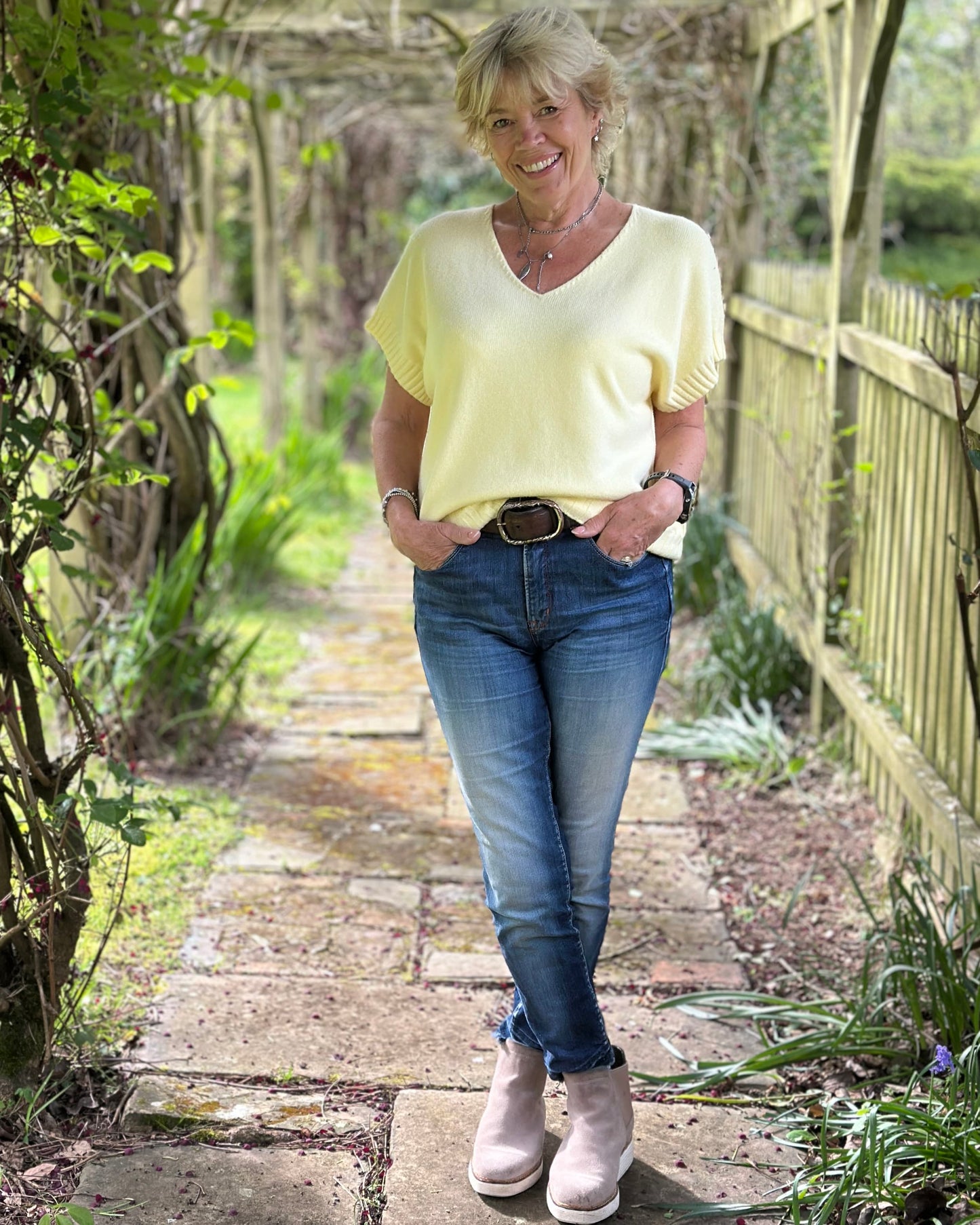 Clothing Boxy Ribbed Short Sleeve Jumper - Lemon