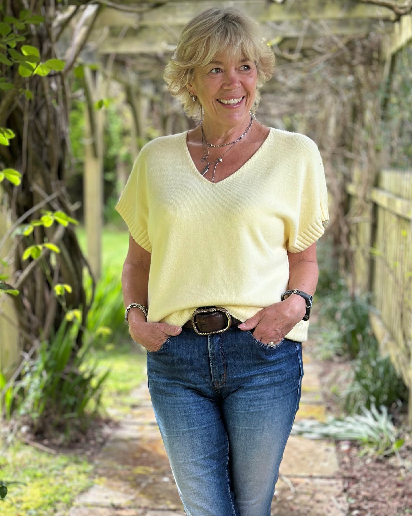 Clothing Boxy Ribbed Short Sleeve Jumper - Lemon