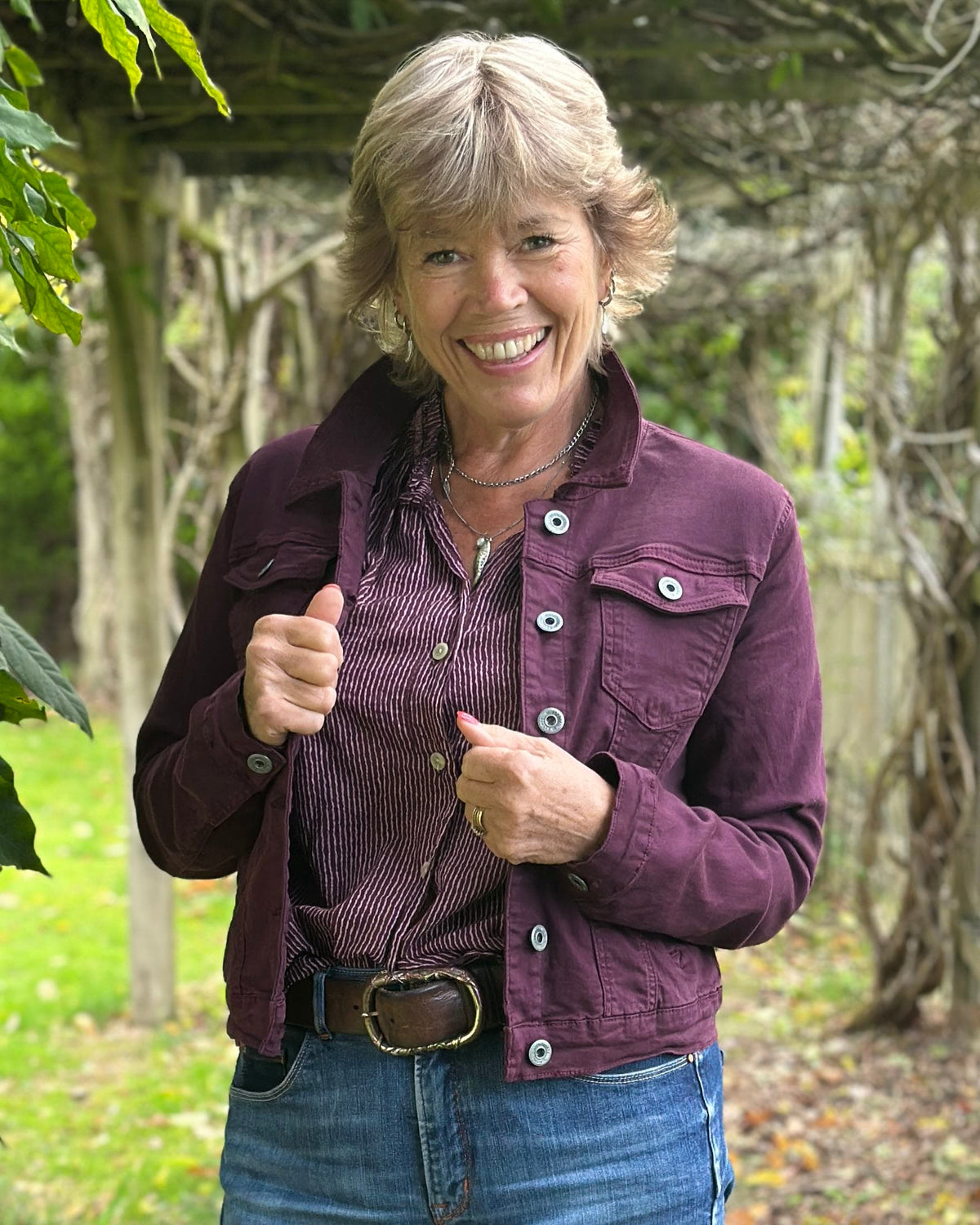 clothing Burgundy Denim Jacket - Sized