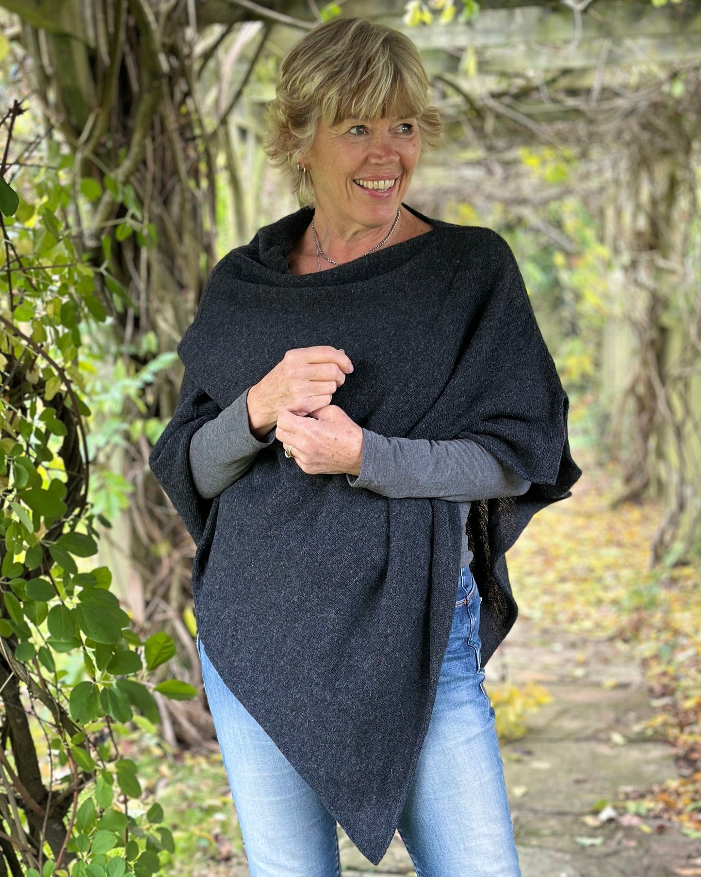 Clothing Cashmere Mix Poncho - Anthracite