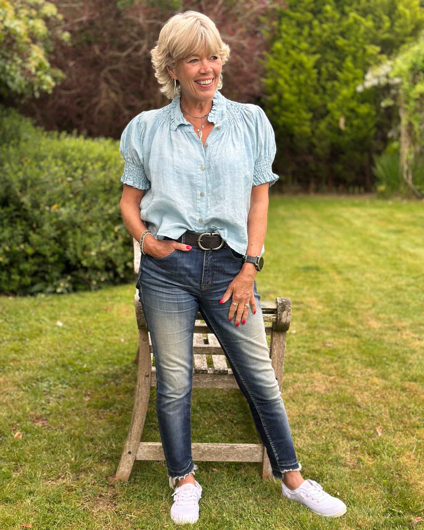 Clothing Celeste Linen Blouse - Baby Blue