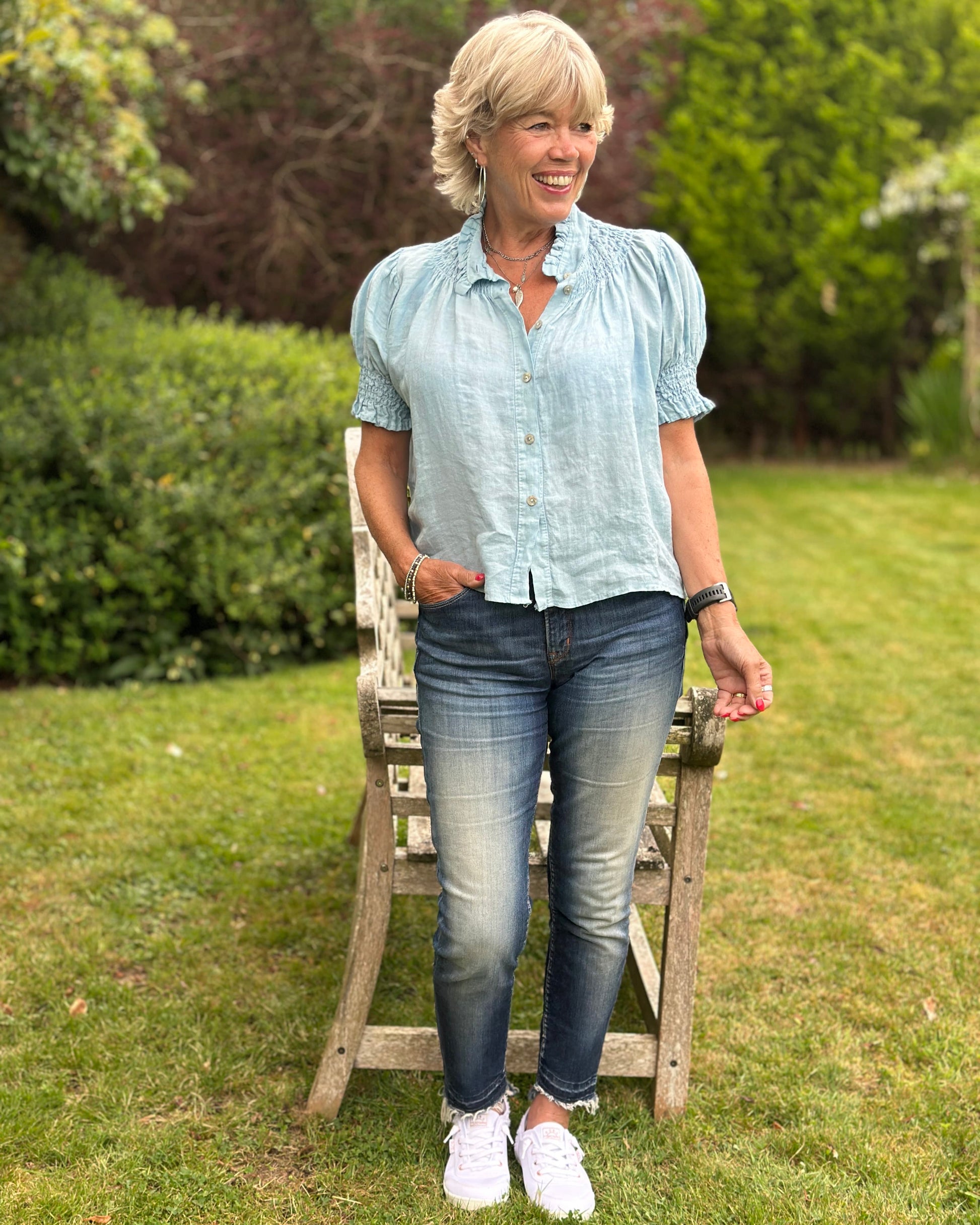 Clothing Celeste Linen Blouse - Baby Blue