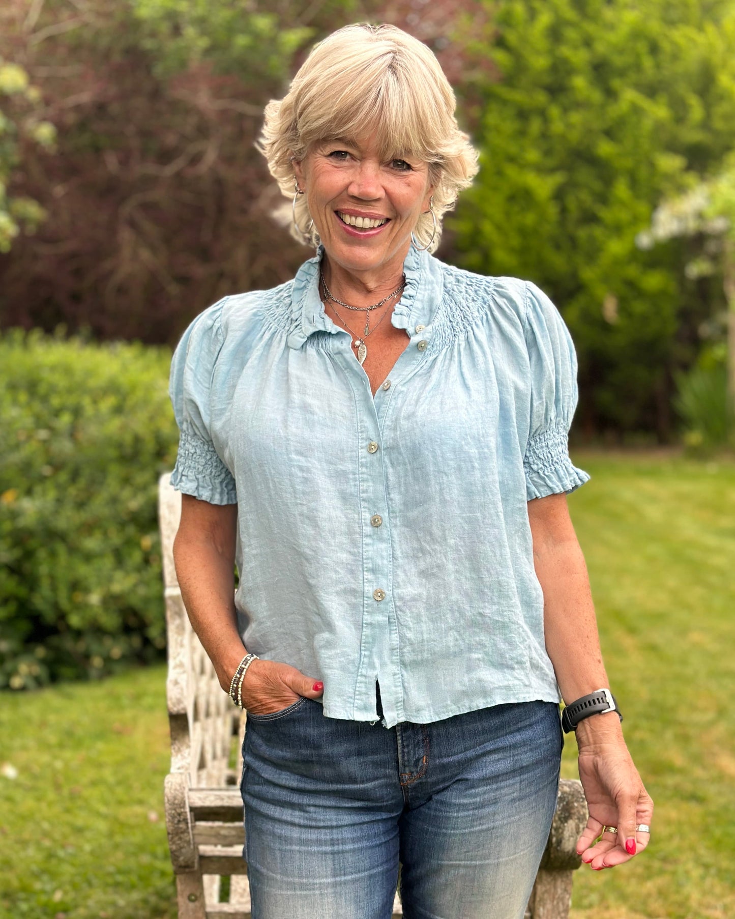 Clothing Celeste Linen Blouse - Baby Blue