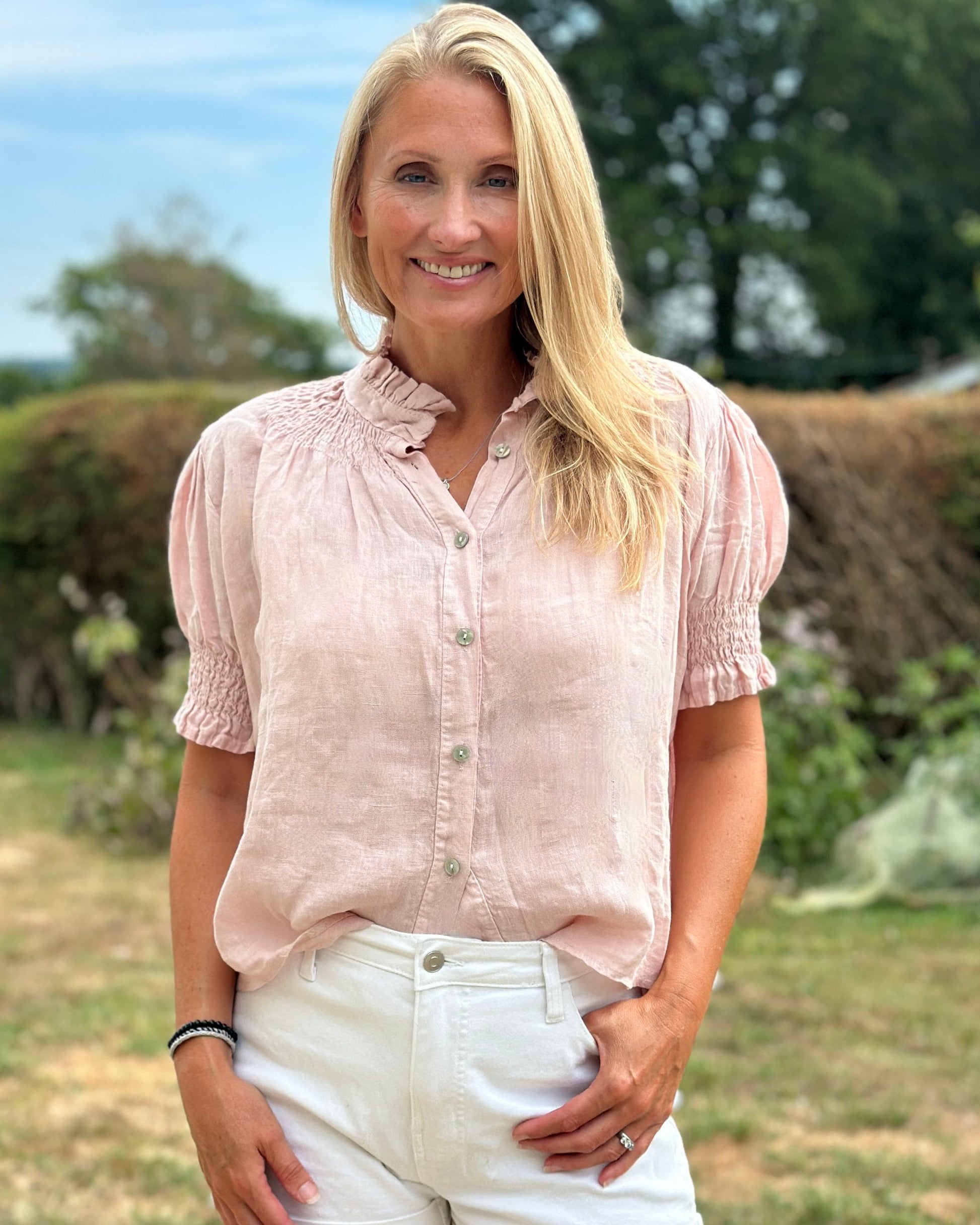 Clothing Celeste Linen Blouse - Blush