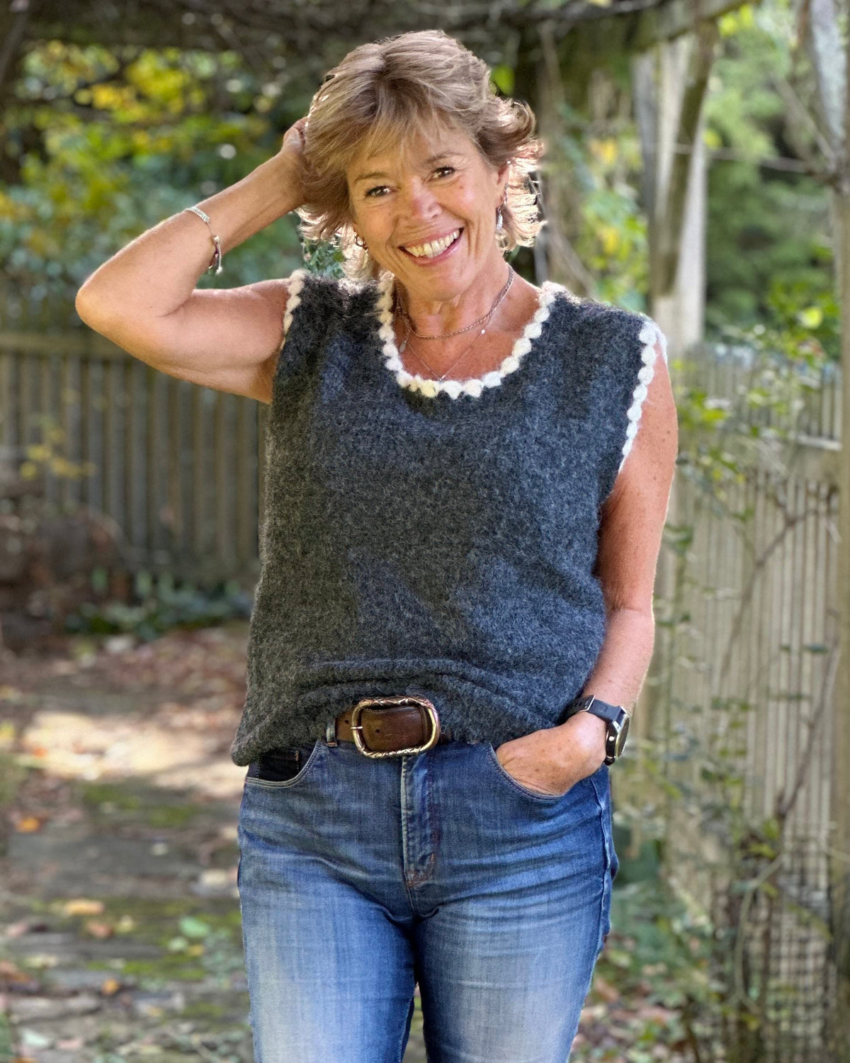 Clothing Contrasting Wool Mix Tank Top - Charcoal
