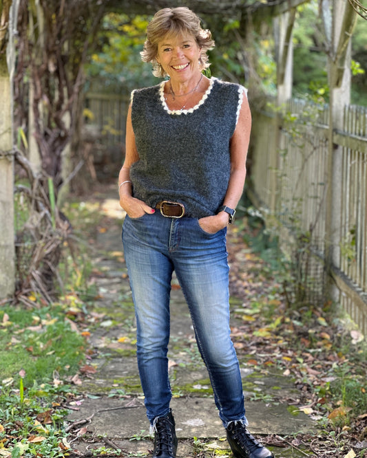 Clothing Contrasting Wool Mix Tank Top - Charcoal