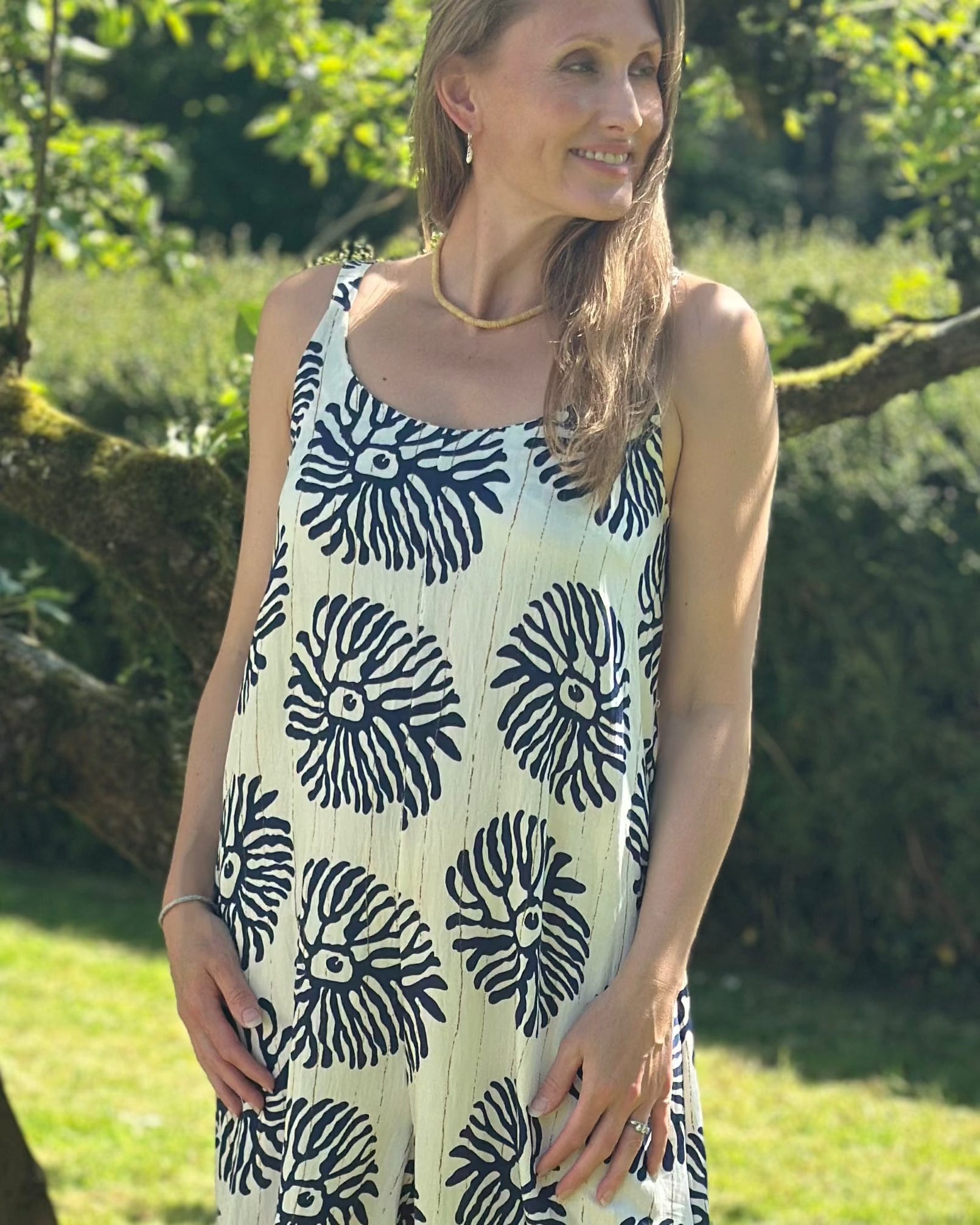 Clothing Coral Print Strap Jumpsuit - Navy/Cream