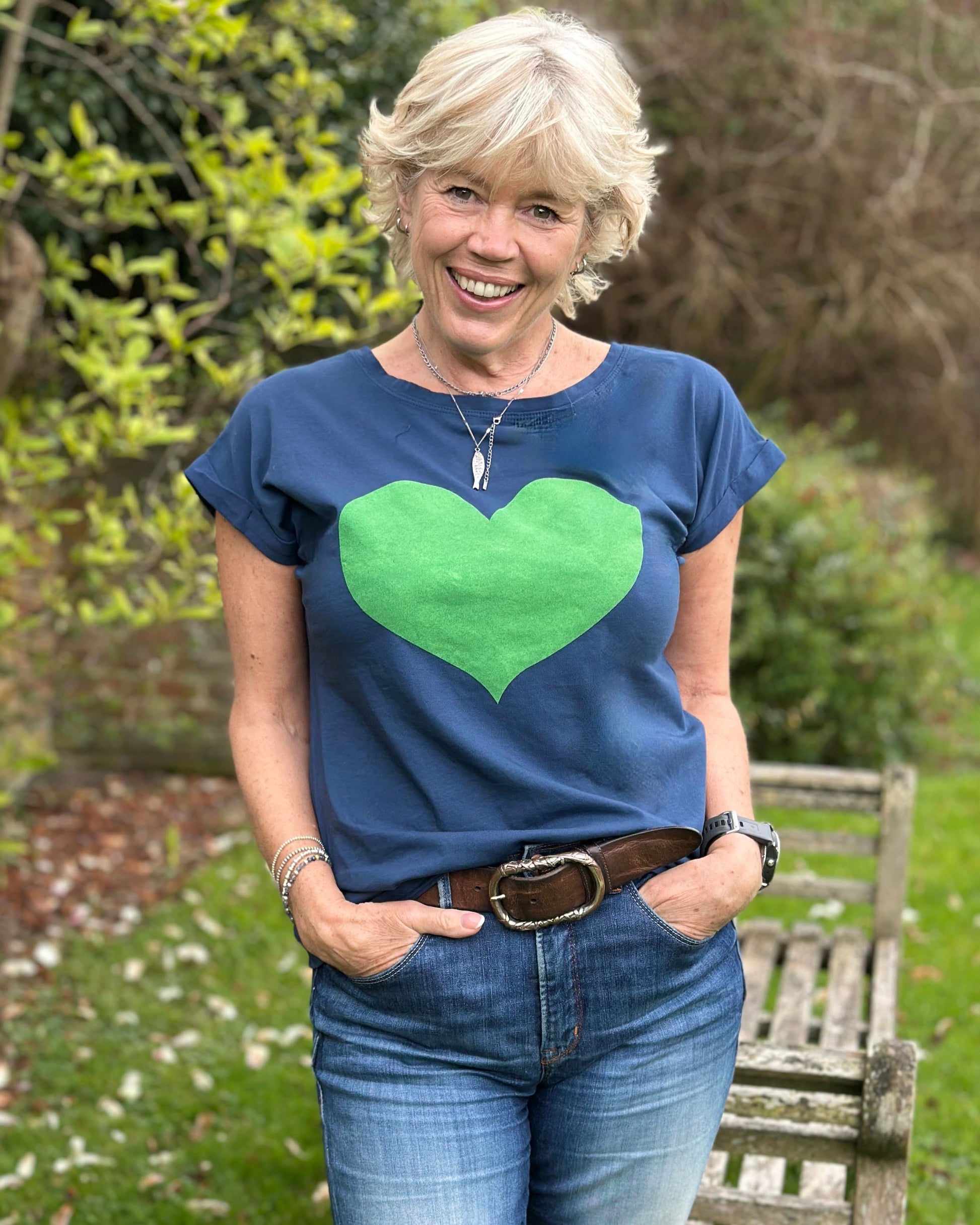 Clothing Cotton Heart T-Shirt - Navy