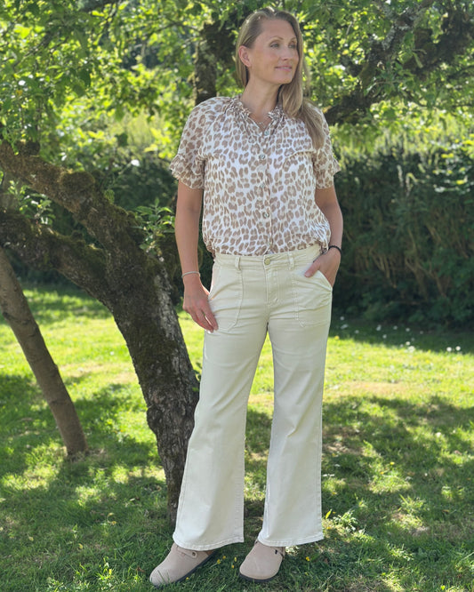 Clothing Cotton Leopard Print Gypsy Top - Mocha
