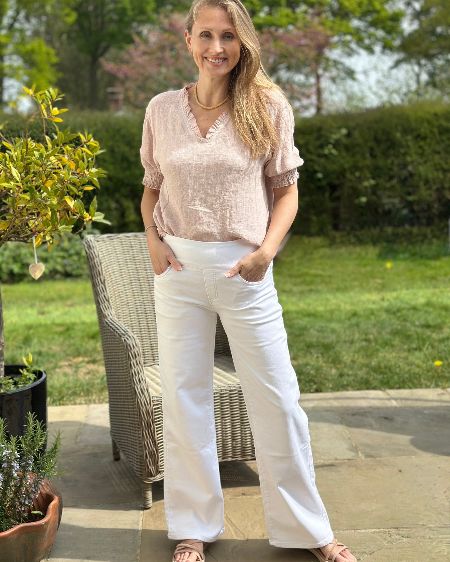 clothing Cotton & Linen Top - Dusky Pink