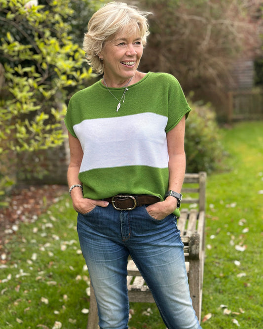 Clothing Cotton Mix Block Stripe Sleeveless Top - Basil Green