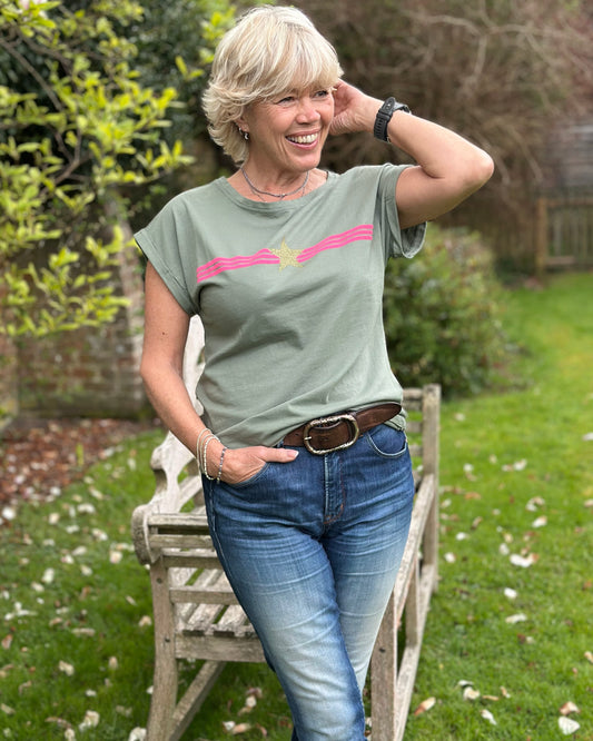 Clothing Cotton Star And Stripes T-Shirt - Khaki