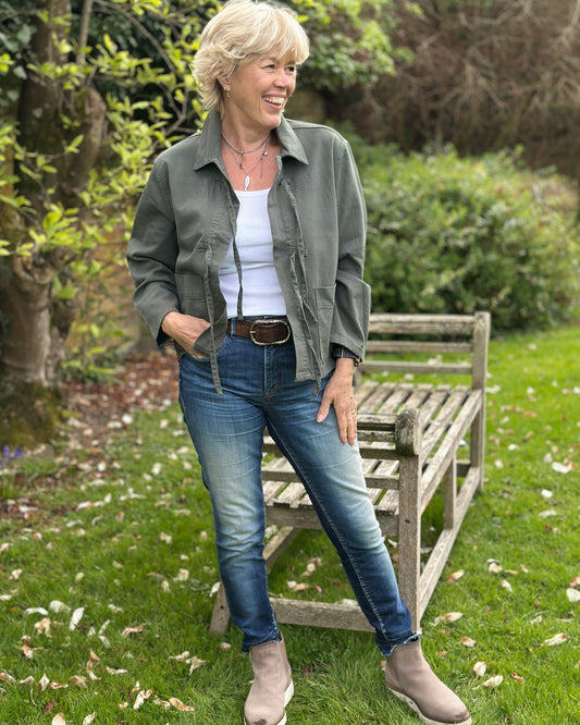 Clothing Cotton Twill Tie Front Jacket - Khaki