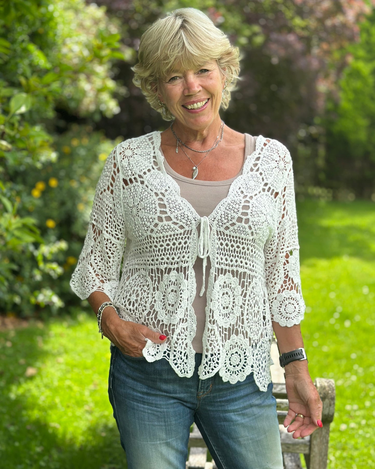 Clothing Crochet Cardigan - White