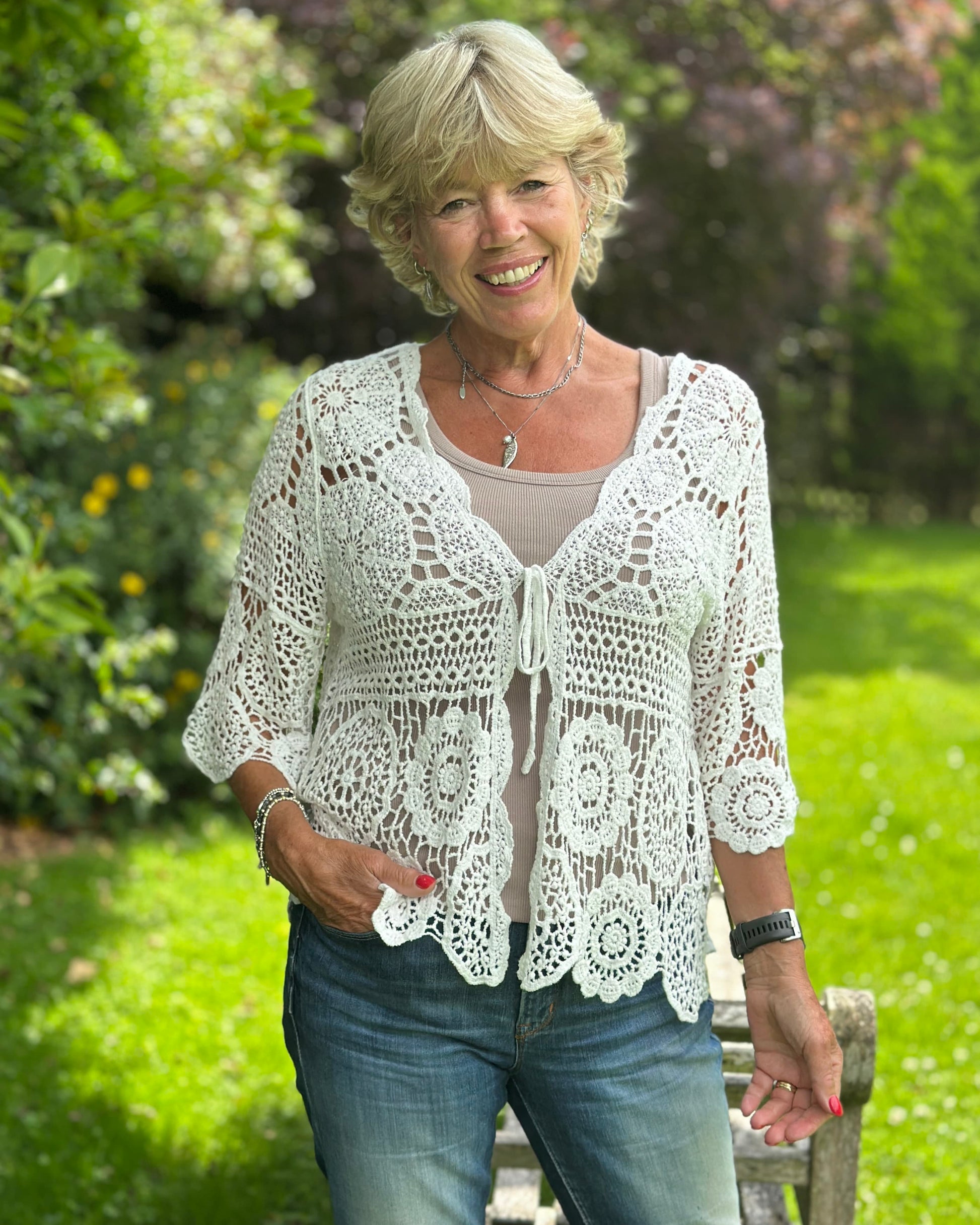 Clothing Crochet Cardigan - White