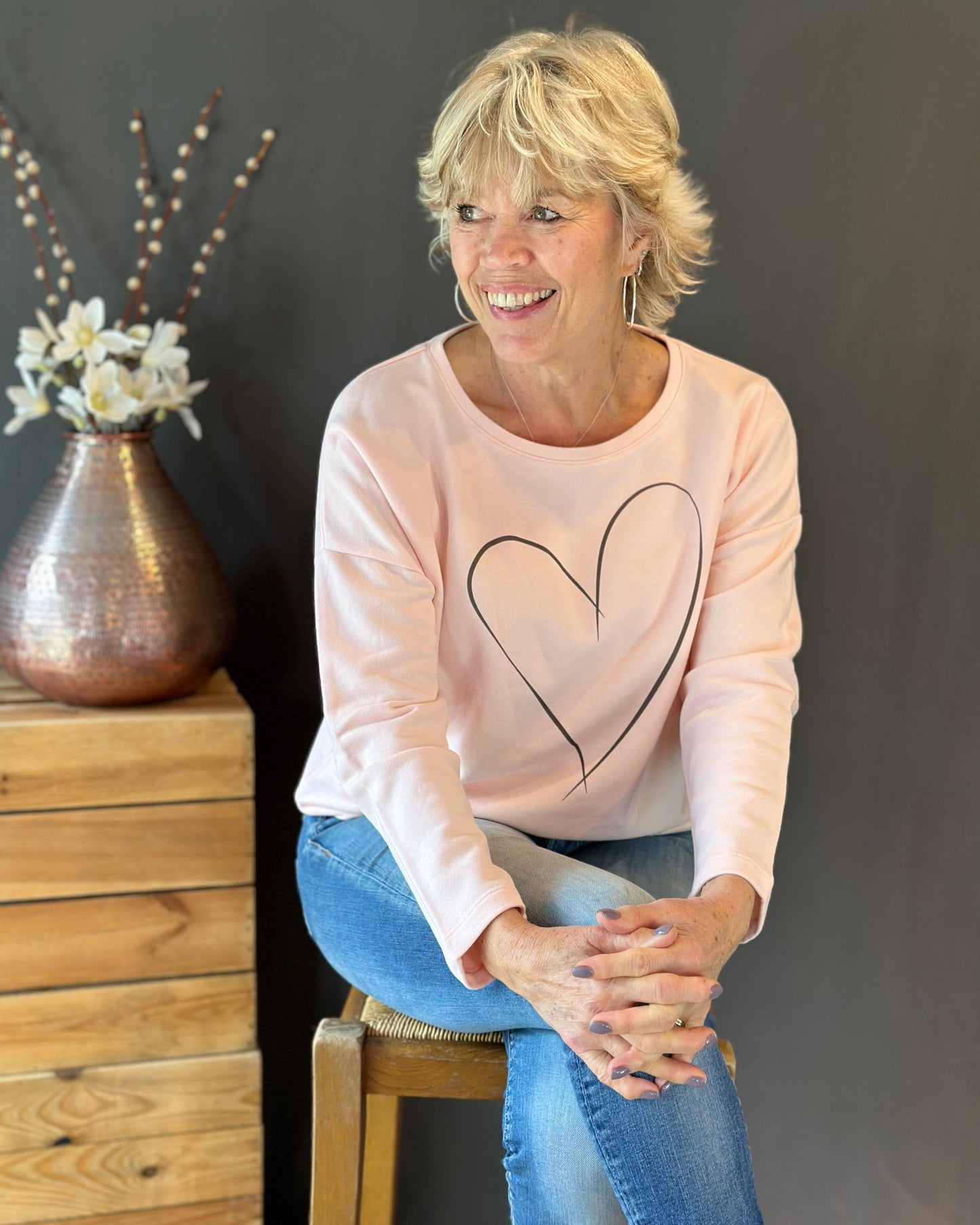 Clothing Drawn Heart 'So Soft' Cotton Sweatshirt - Pink