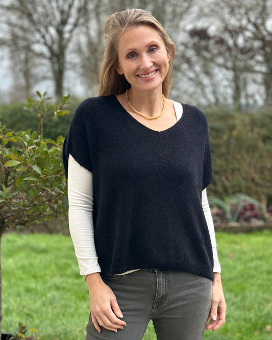 clothing Drop Shoulder Alpaca Tank Top - Black