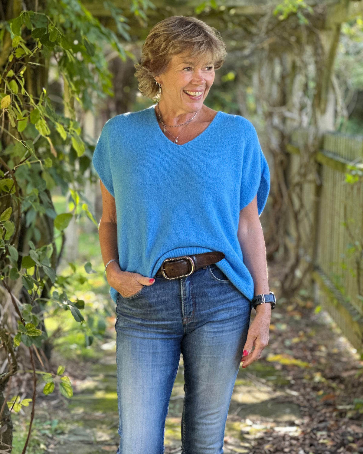 clothing Drop Shoulder Alpaca Tank Top - Blue