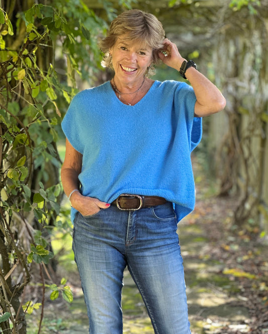 clothing Drop Shoulder Alpaca Tank Top - Blue