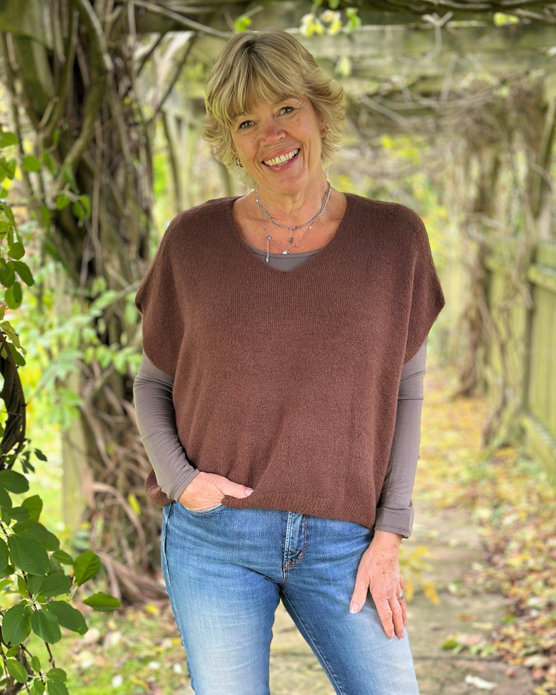 clothing Drop Shoulder Alpaca Tank Top - Chocolate