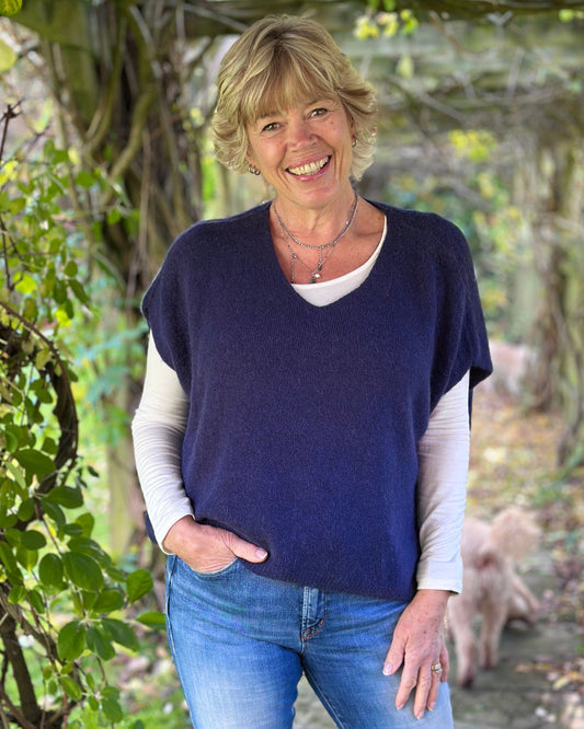 clothing Drop Shoulder Alpaca Tank Top - Navy