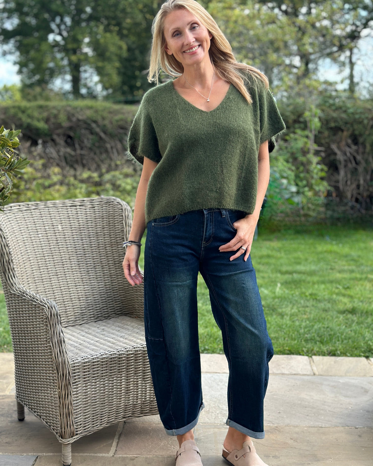 clothing Drop Shoulder Mohair Tank Top - Khaki