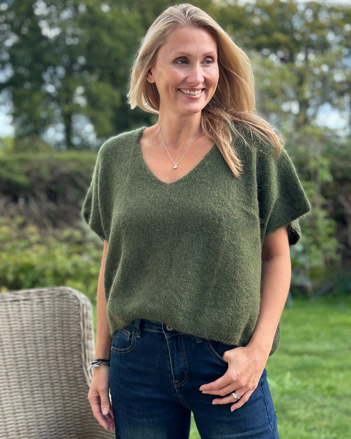 clothing Drop Shoulder Mohair Tank Top - Khaki