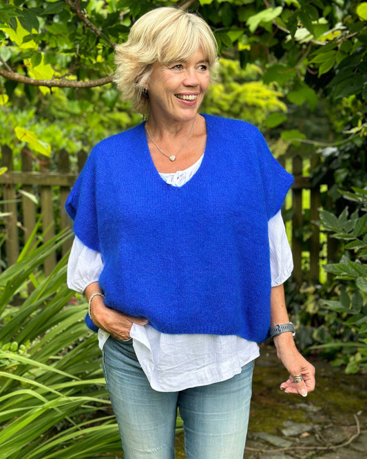 clothing Drop Shoulder Mohair Tank Top - Royal Blue