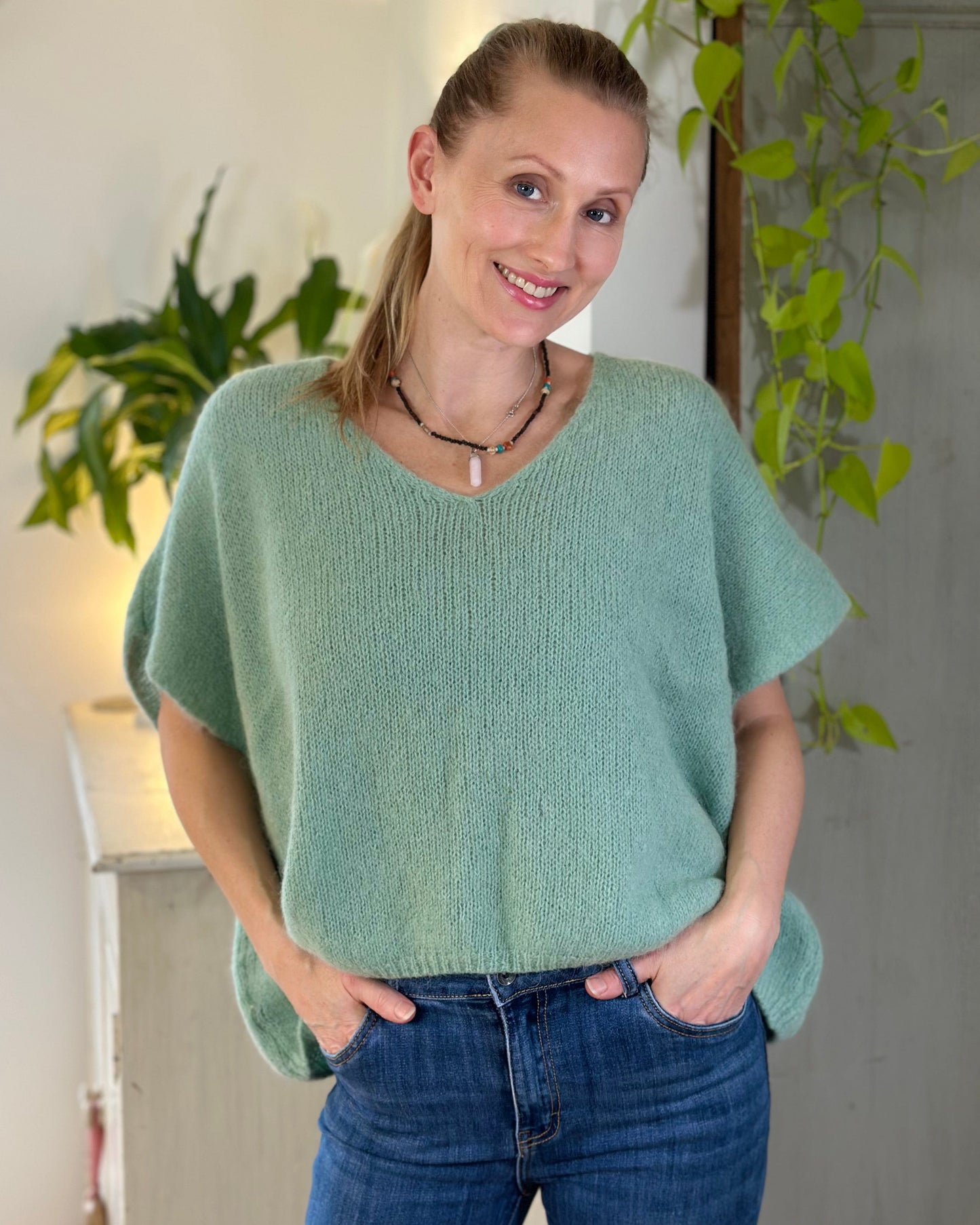 clothing Drop Shoulder Mohair Tank Top - Sage