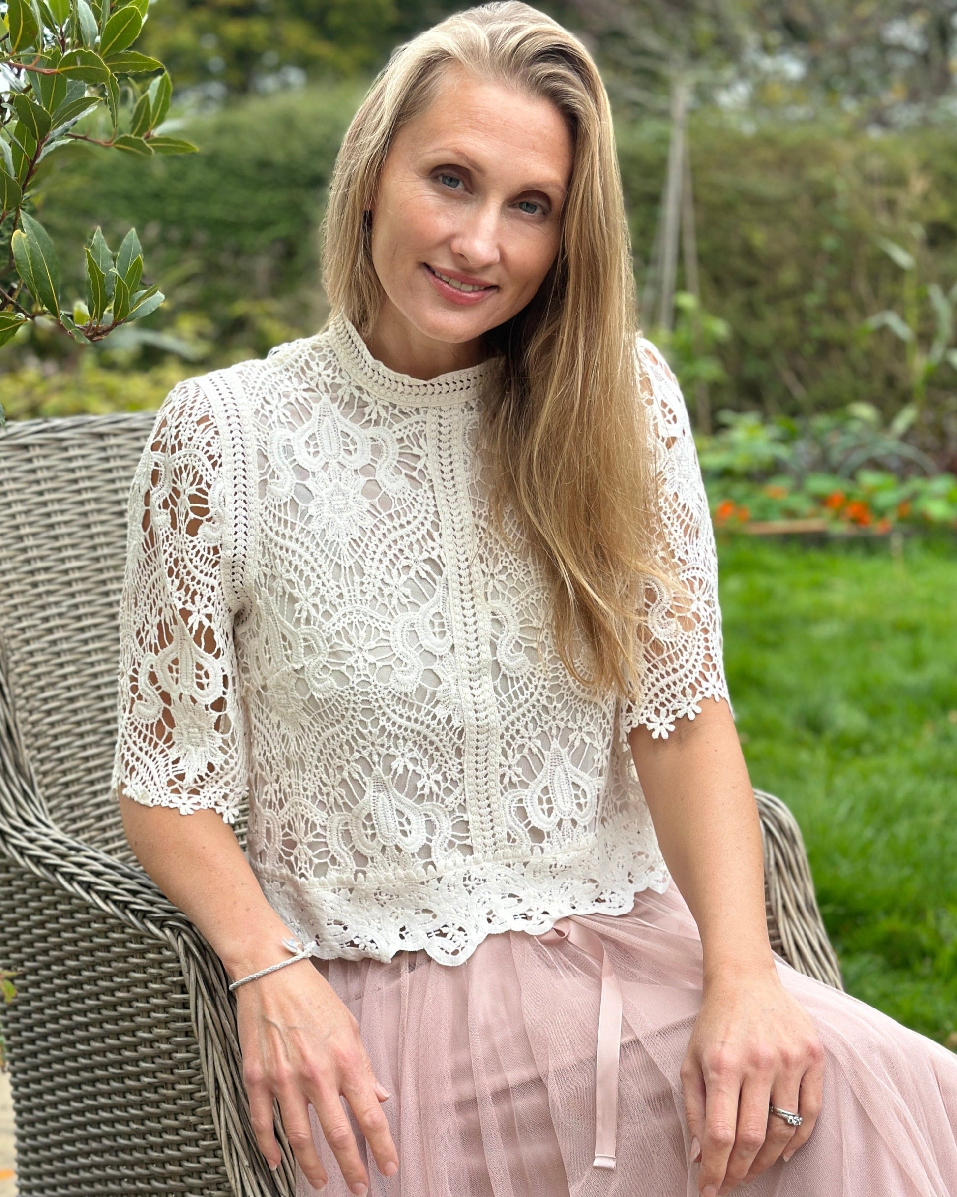 Clothing Eleanore Lace Top - Ecru