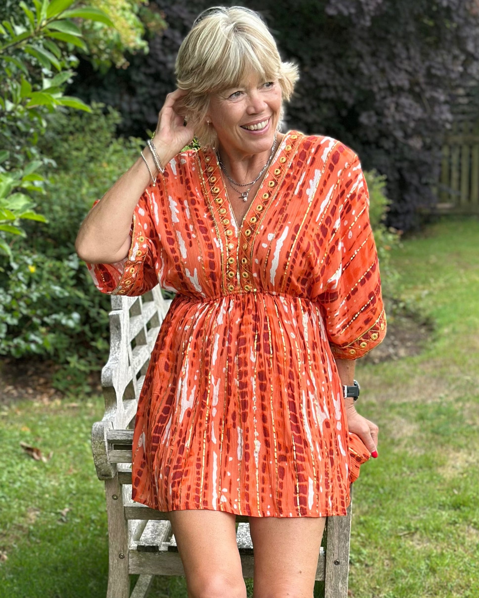 Clothing Embellished Tunic - Orange/Gold