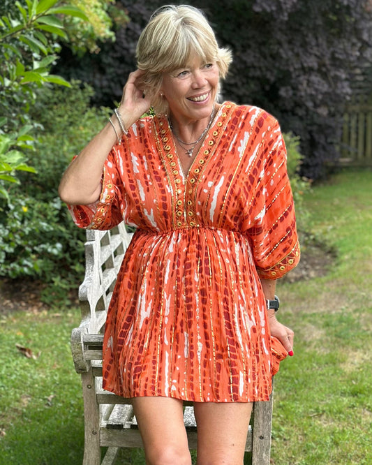 Clothing Embellished Tunic - Orange/Gold