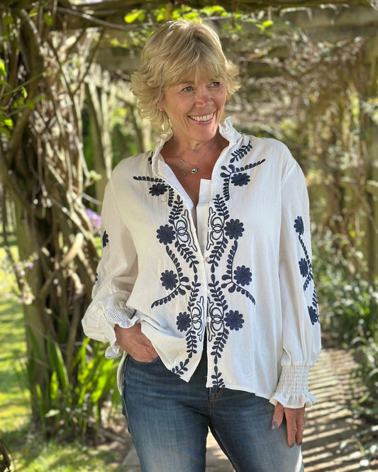 clothing Embroidered Cotton Shirt - White