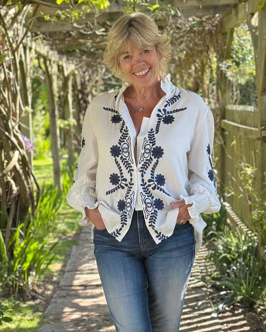 clothing Embroidered Cotton Shirt - White