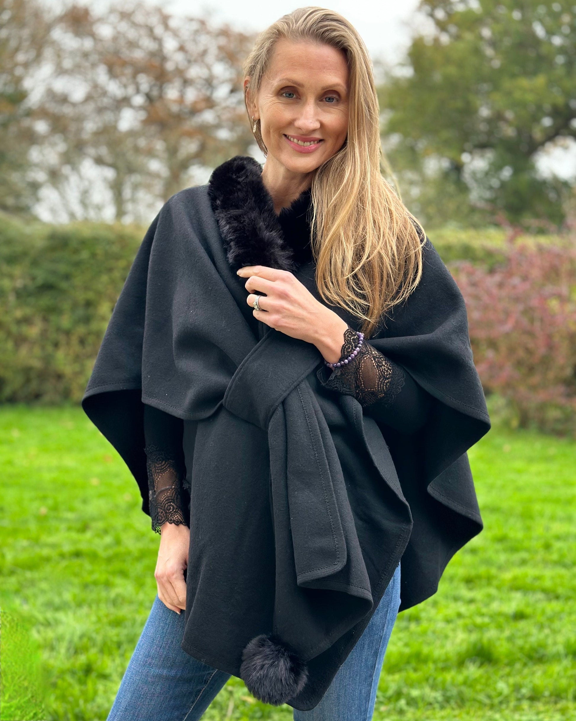 Clothing Faux Fur Collar Wrap - Black