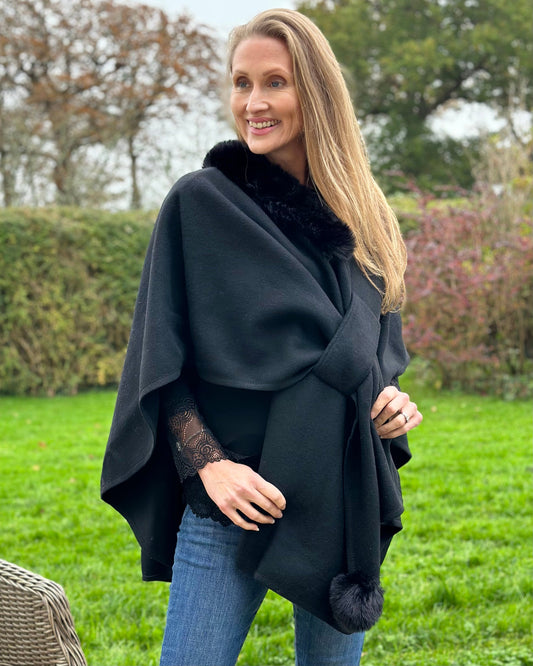 Clothing Faux Fur Collar Wrap - Black