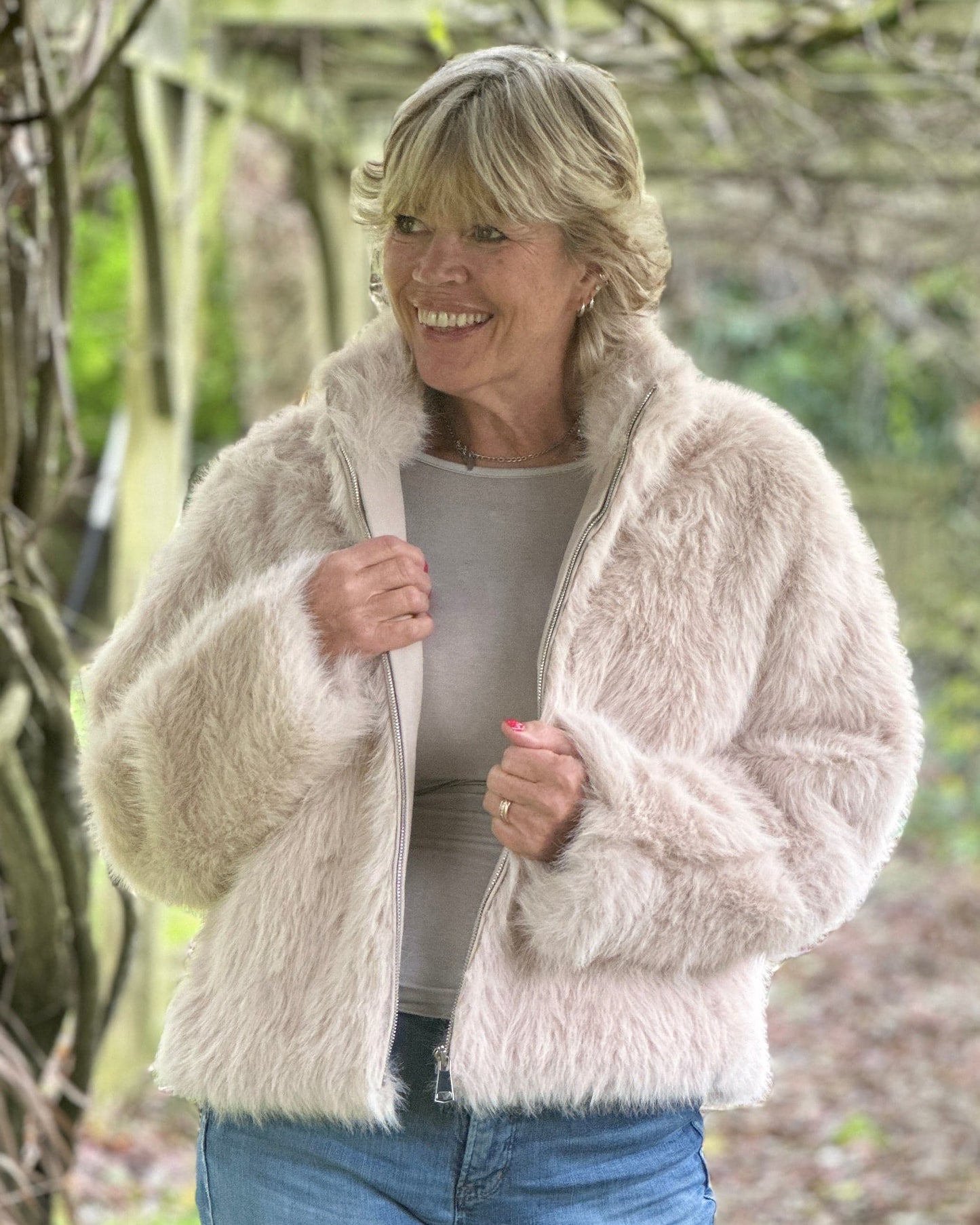 Clothing Faux Fur Jacket - Oatmeal