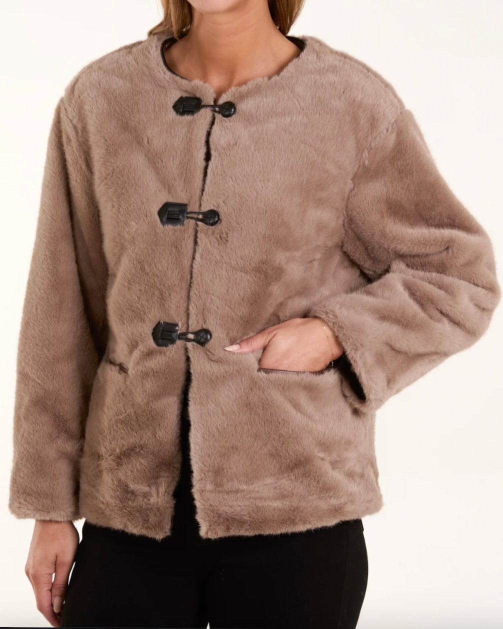 Clothing Faux Fur Toggle Jacket - Mocha