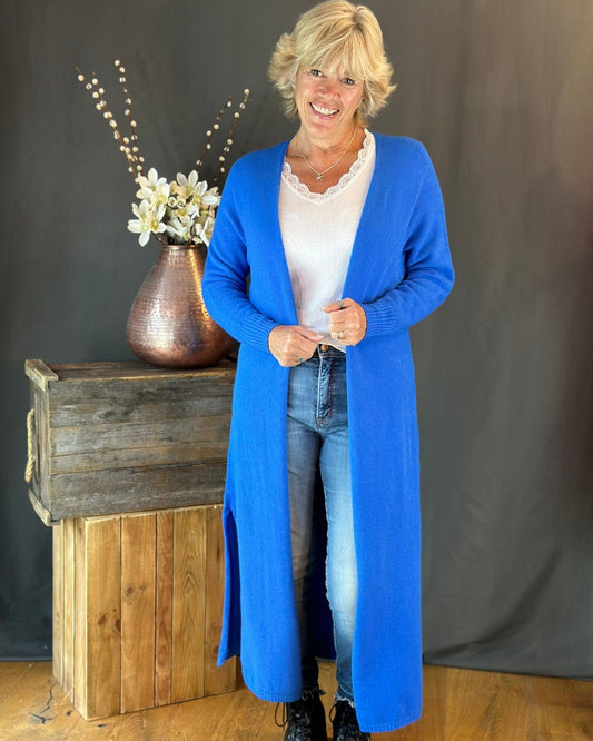 clothing Fine Knit Long Cardigan - Cobalt Blue