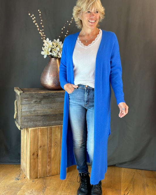 clothing Fine Knit Long Cardigan - Cobalt Blue