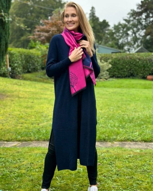 clothing Fine Knit Long Cardigan - Navy